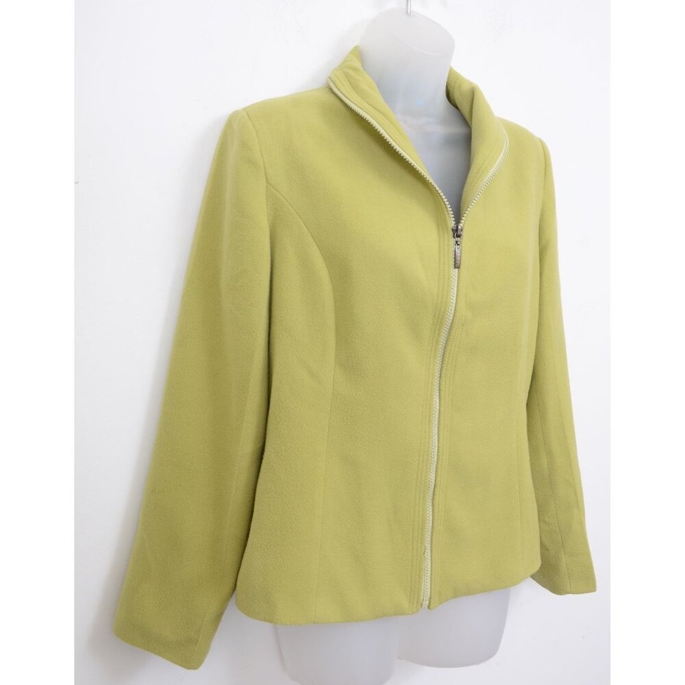 Vintage FENDI Jeans 100% Cashmere Soft Womens XL Green Jacket Lined Full Zip - Picture 3 of 10